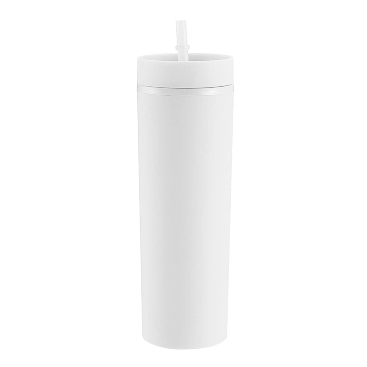 16oz Matte Pastel Acrylic Tumbler with Lid & Straw - Reusable Insulated Cup for Iced Coffee, Smoothies & Cold Drinks - BPA-Free Skinny Tumbler for Home, Office & Travel