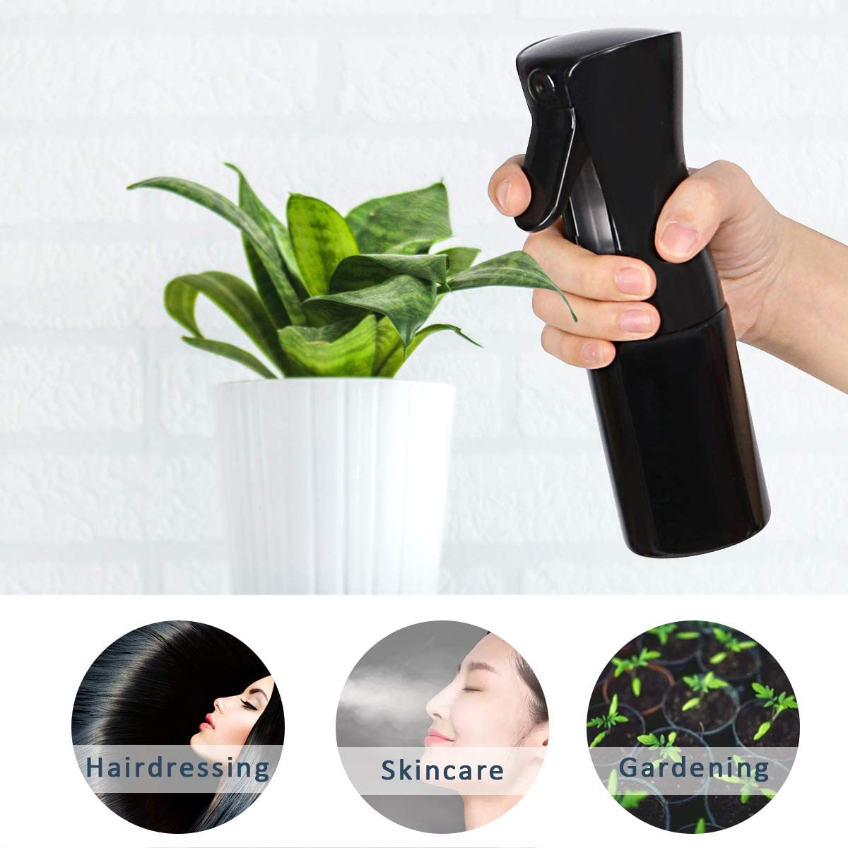 SEMITO 160ml Continuous Fine Mist Spray Bottle - Empty Aerosol Water Mister for Curly Hair Styling, Morning Hair Taming, Plant Watering, Pet Grooming & Household Cleaning | Portable Refillable Hair & Beauty Essential
