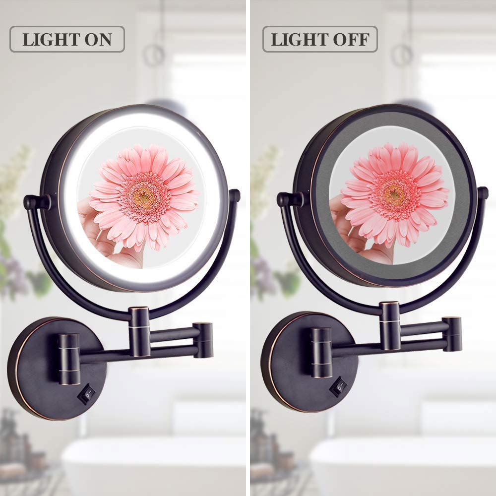 JYCCH Wall Mounted Makeup Mirror with 360° Rotation - Adjustable Vanity Mirror for Bedroom, Bathroom & Dressing Table | Perfect for Makeup Application, Skincare Routine & Hair Styling