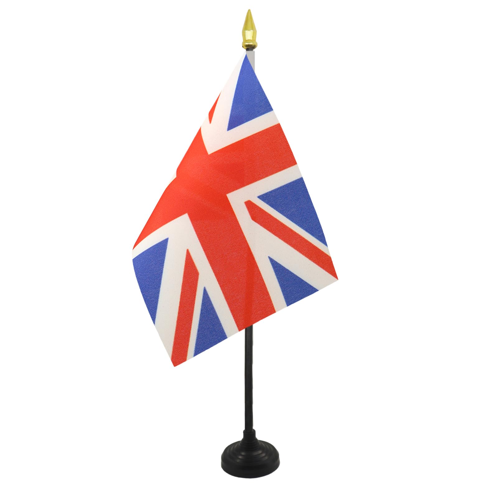 AZ FLAG United Kingdom Mini Desk Flag 4'' x 6'' (15 x 10 cm) - British Office Banner with 10'' Golden Spear Pole - 100% Polyester - Perfect for Office Decor, Home Display & International Events