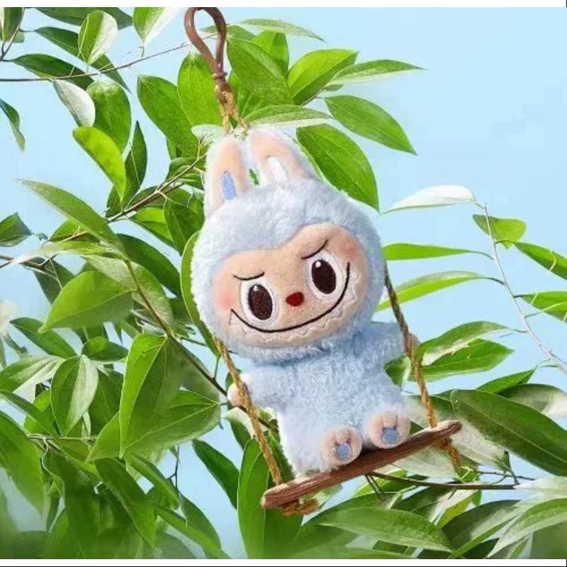 Labubu POP LAND TIMBER WORKSHOP Swing Plush Pendant - Cute Blue Collectible Toy for Display, Gifts & Anime Fans (Perfect for Keychains, Backpacks & Home Decor)