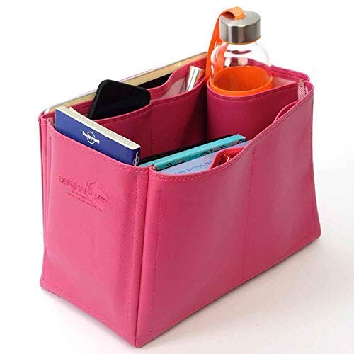 Stylish Vegan Leather Handbag Organizer in Fuchsia Pink - Perfect Fit for Louis Vuitton Neverfull MM & Other Designer Totes | Travel, Work & Daily Use Organizer
