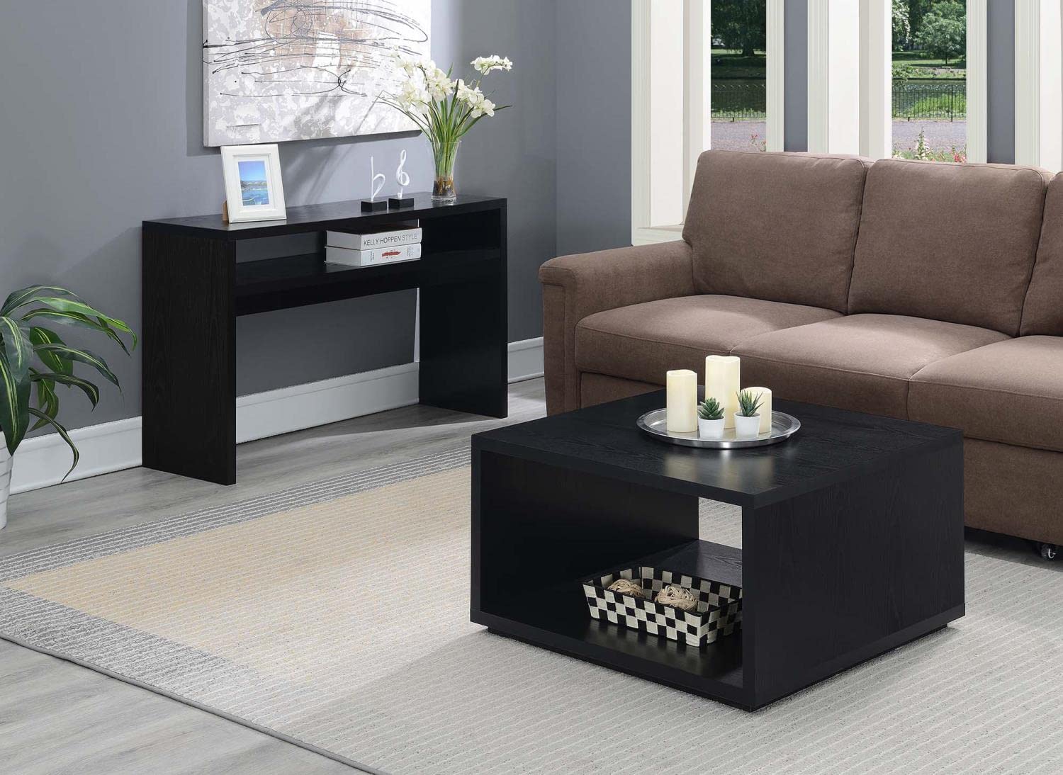 Convenience Concepts Northfield Admiral Square Coffee Table - Black Modern End Table for Living Room, Sofa & Lounge Furniture - Perfect for Home Decor & Entertainment Spaces