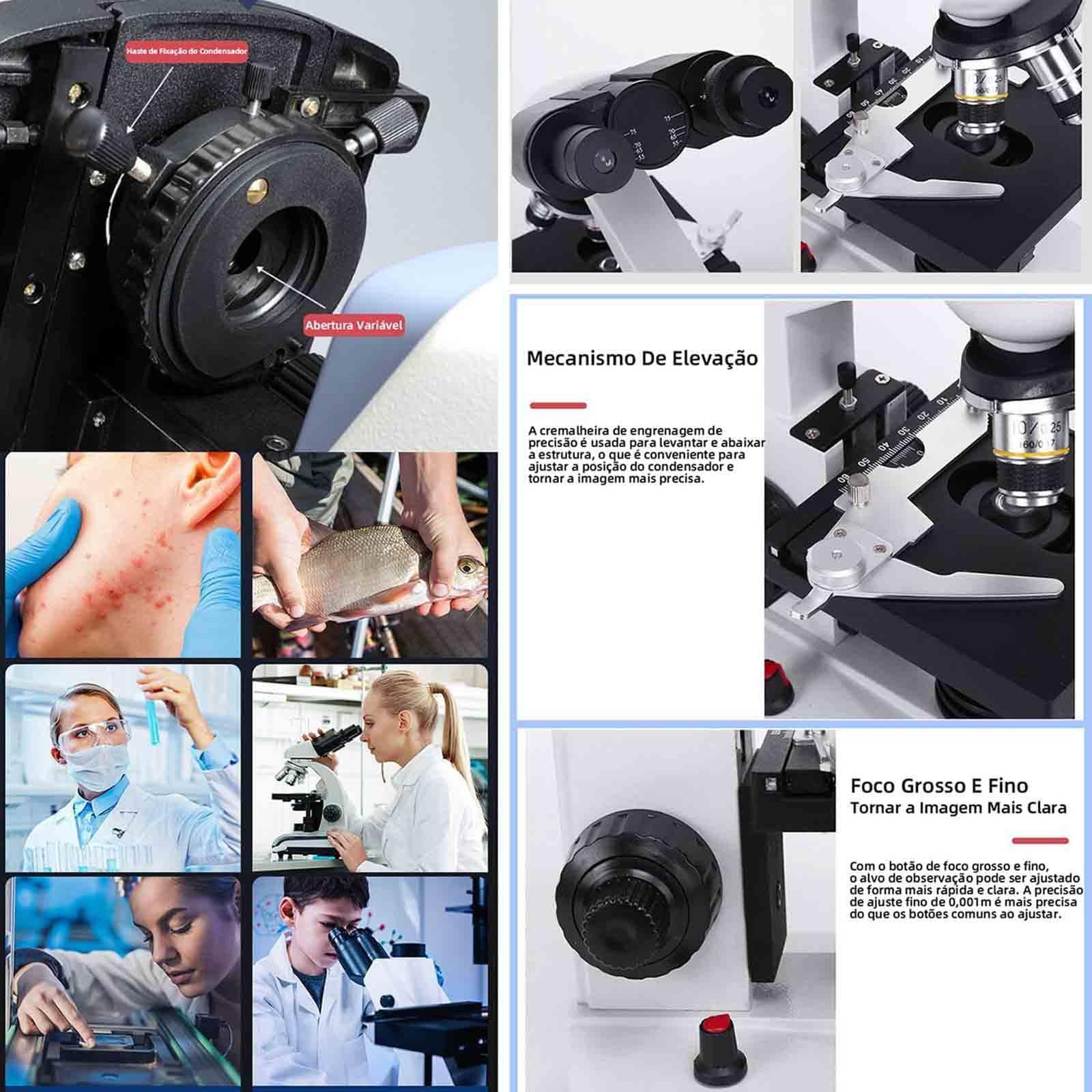 Professional Binocular Compound Microscope 30000X-70000X Magnification with LED Illumination & Phone Adapter - Ideal for Students, Adults & Kids - Perfect for Lab Research, Classroom Learning & Home Science Exploration