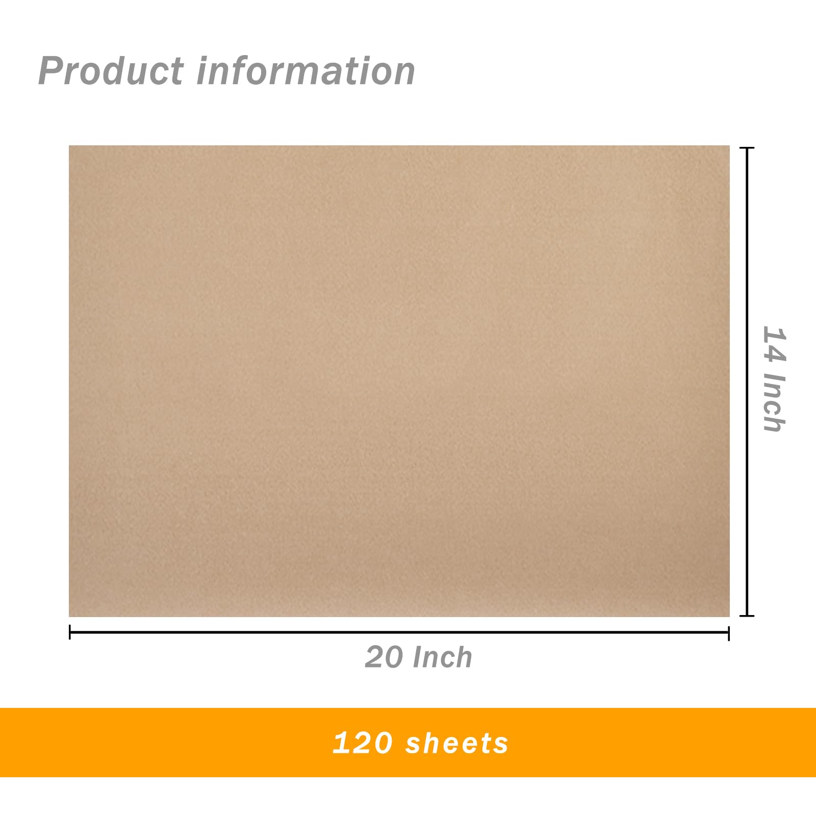 Premium 120-Sheet Brown Tissue Paper for Gift Wrapping - 20x14 Inches Bulk Pack for DIY Crafts, Halloween & Birthday Party Decorations - Perfect for Gift Bags, Party Favors & Creative Scrapbooking Projects