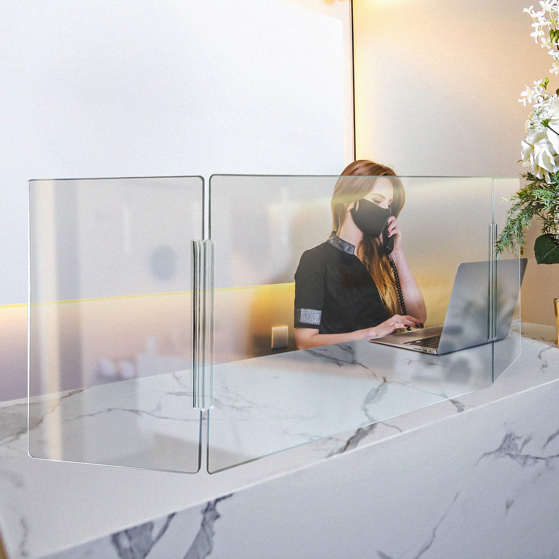 Azar Displays Tri-Fold Plexiglass Sneeze Guard - 62
