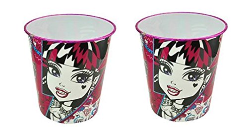 Monster High Plastic Trash Can Set of 2 - Cute Mini Wastebasket for Kids Room, School Desk & Dorm Organization