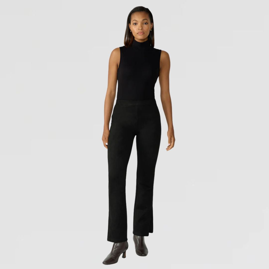Stylish Abbey Faux Suede Legging - Black - Comfortable Stretchy Pants for Women - Perfect for Yoga, Workout & Casual Wear