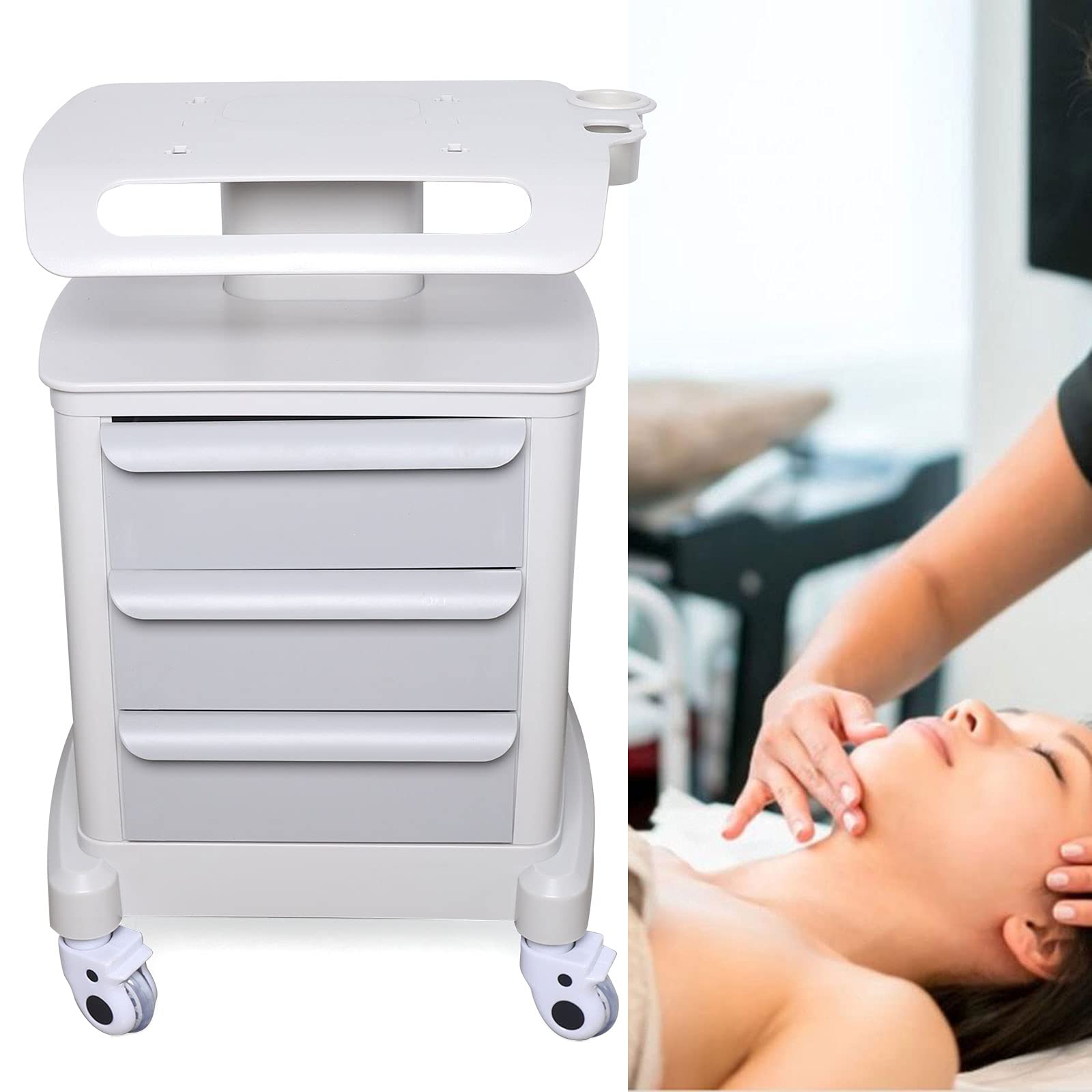 3-Layer Salon SPA Trolley Stand Cart with 360° Rotating Wheels - Mobile Beauty Equipment Storage for Hair Stylists & Salons - Perfect for Hair Tools, Nail Supplies & Salon Organization