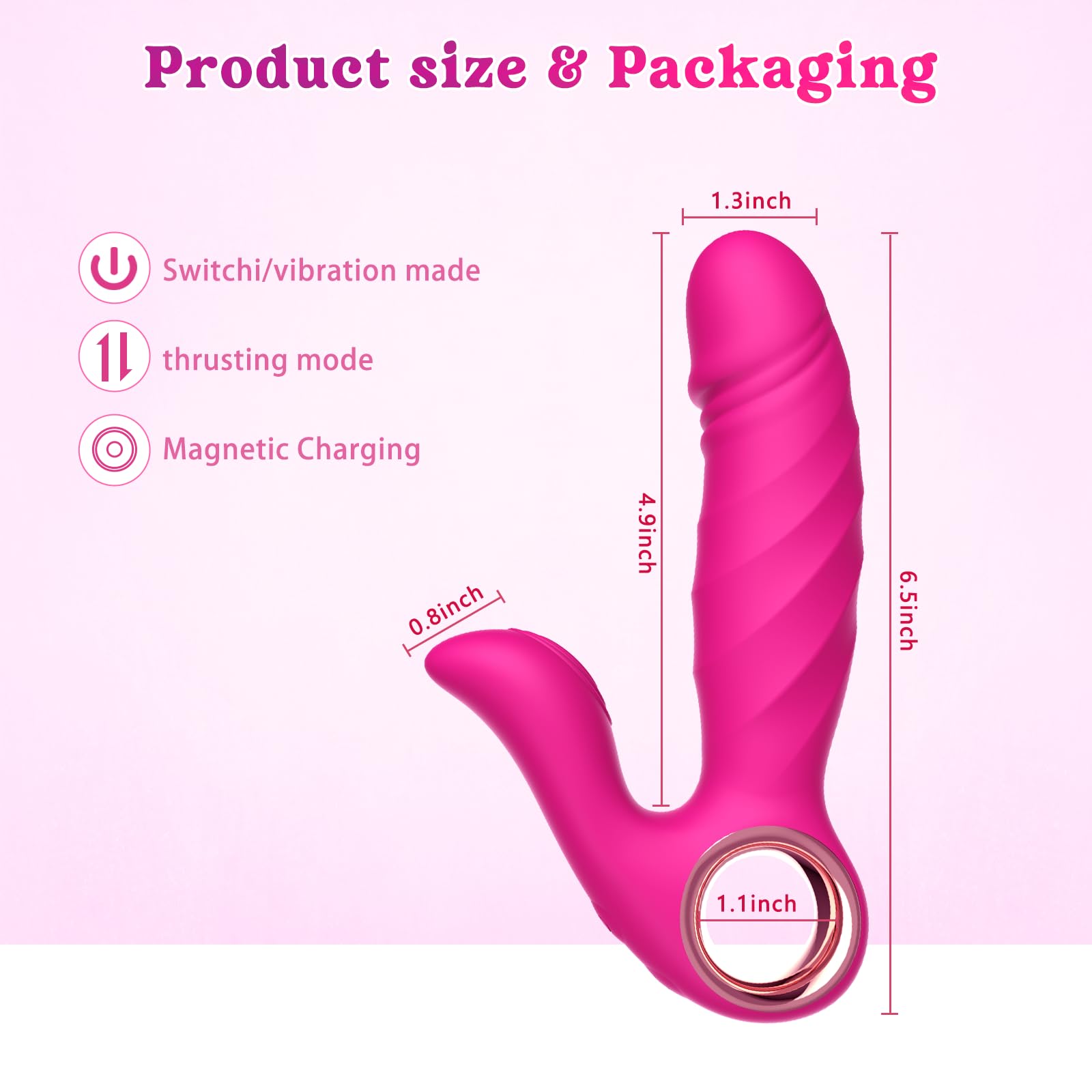 Premium Rabbit Vibrator for Women - 10 Speed Vibrations & 5 Thrusting Modes, G-Spot & Clitoral Stimulation Sex Toy, Realistic Couples Adult Toy (Pink) - Perfect for Solo Play & Romantic Nights