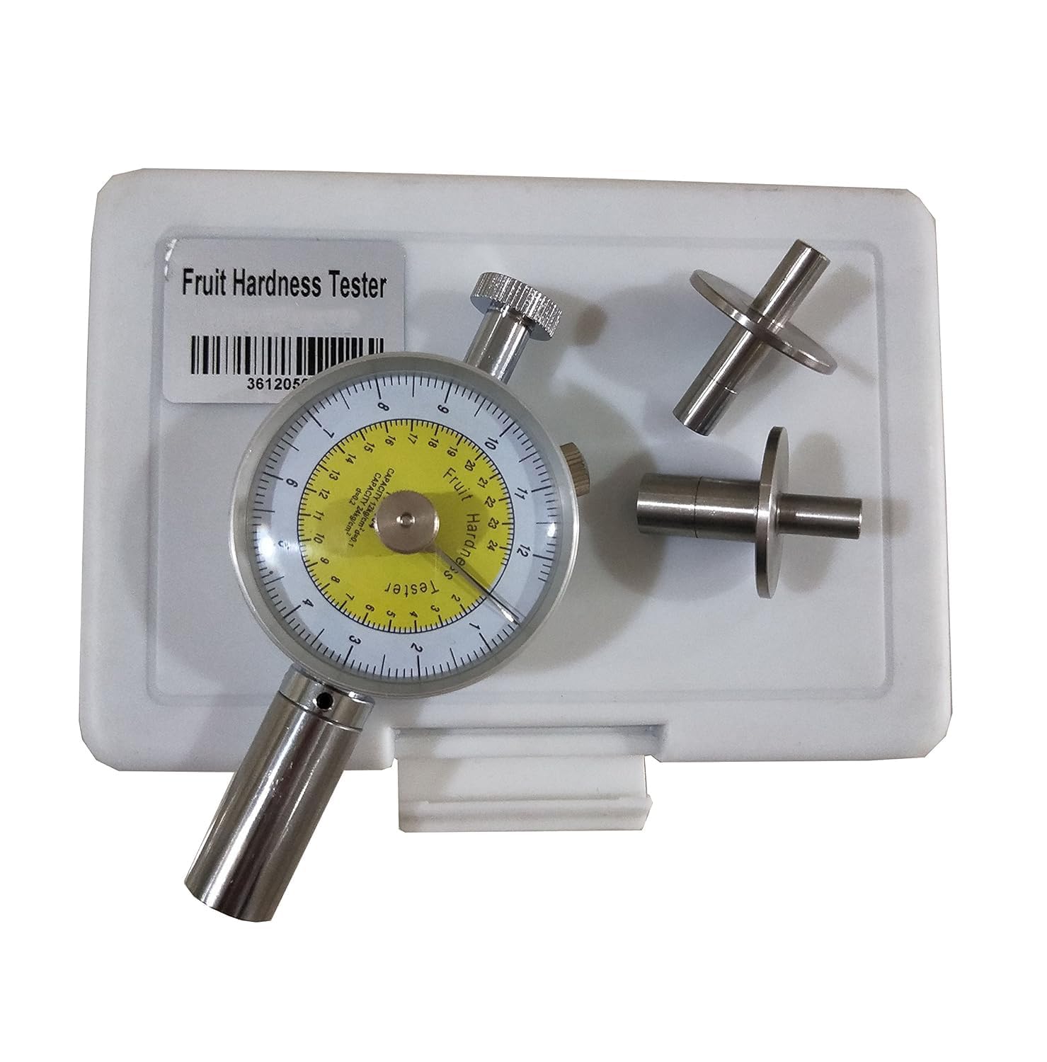 Fruit Hardness Tester - Digital Penetrometer with 2 Pressure Heads (11mm & 8mm) for Measuring Apple, Pear, Peach Firmness | Perfect for Farmers, Fruit Grading & Quality Control