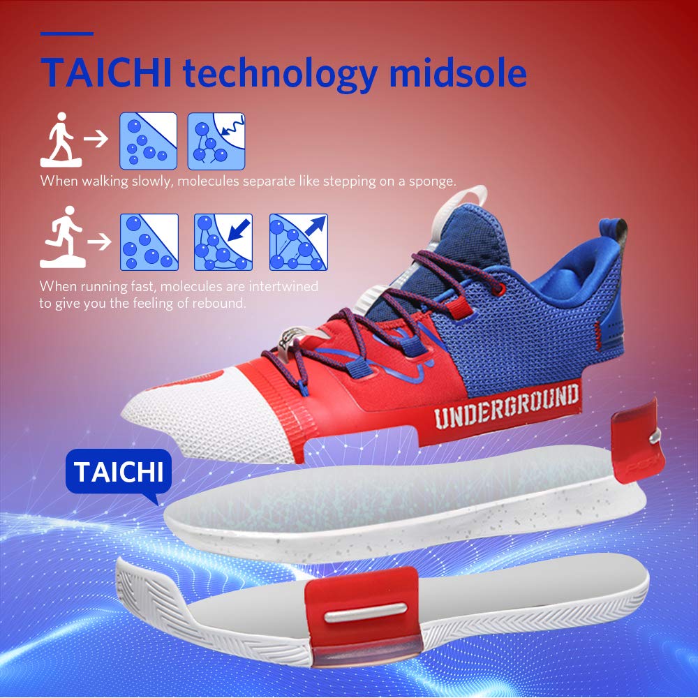 PEAK Men's Flash Basketball Shoes - Lou Williams Underground Taichi Adaptive Cushioning Sneakers | Non-Slip Sports Shoes for Running, Walking & Fitness | Perfect for Indoor Courts, Streetball & Gym Workouts
