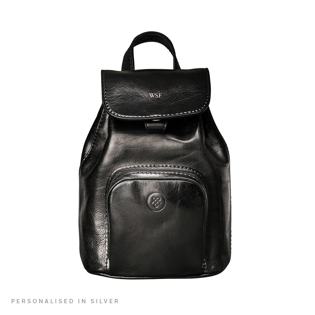Maxwell Scott Women's Luxury Classic Italian Leather Small Rucksack Backpack - Handmade in Italy - The Popolo Black - Perfect for Travel, Work & Everyday Use