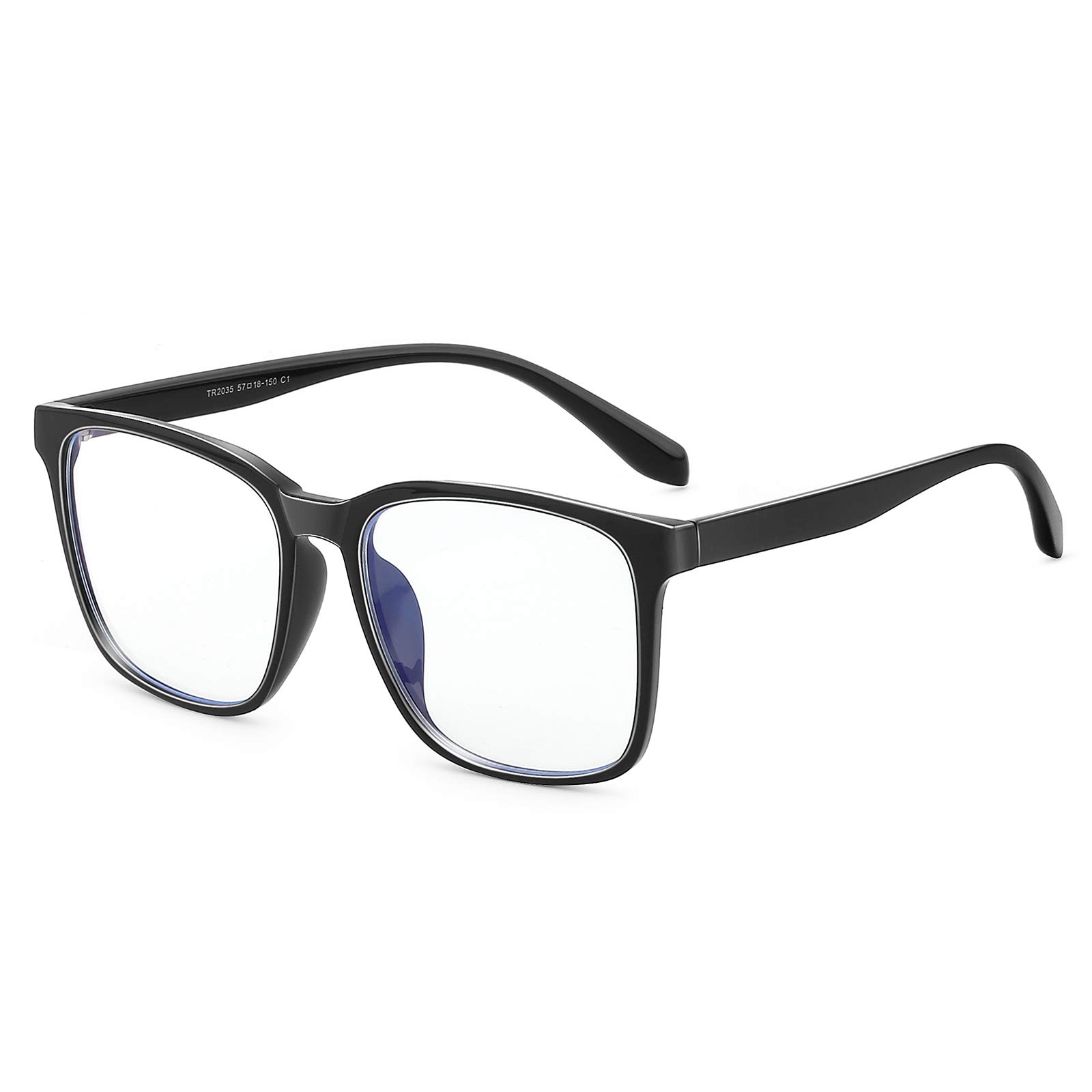 Blue Light Blocking Glasses - Oversized Square Computer Glasses for Women & Men - Anti Eye Strain, UV Protection - Perfect for Gaming, Office Work & Screen Time
