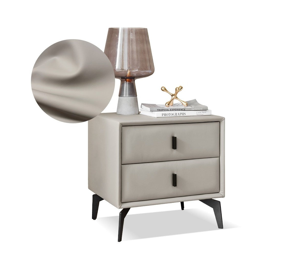 Organic Leather Nightstand - Handcrafted Solid Wood Bedside Table with Drawer for Bedroom Decor | Modern & Rustic Home Furniture for Living Room, Bedroom, or Guest Room