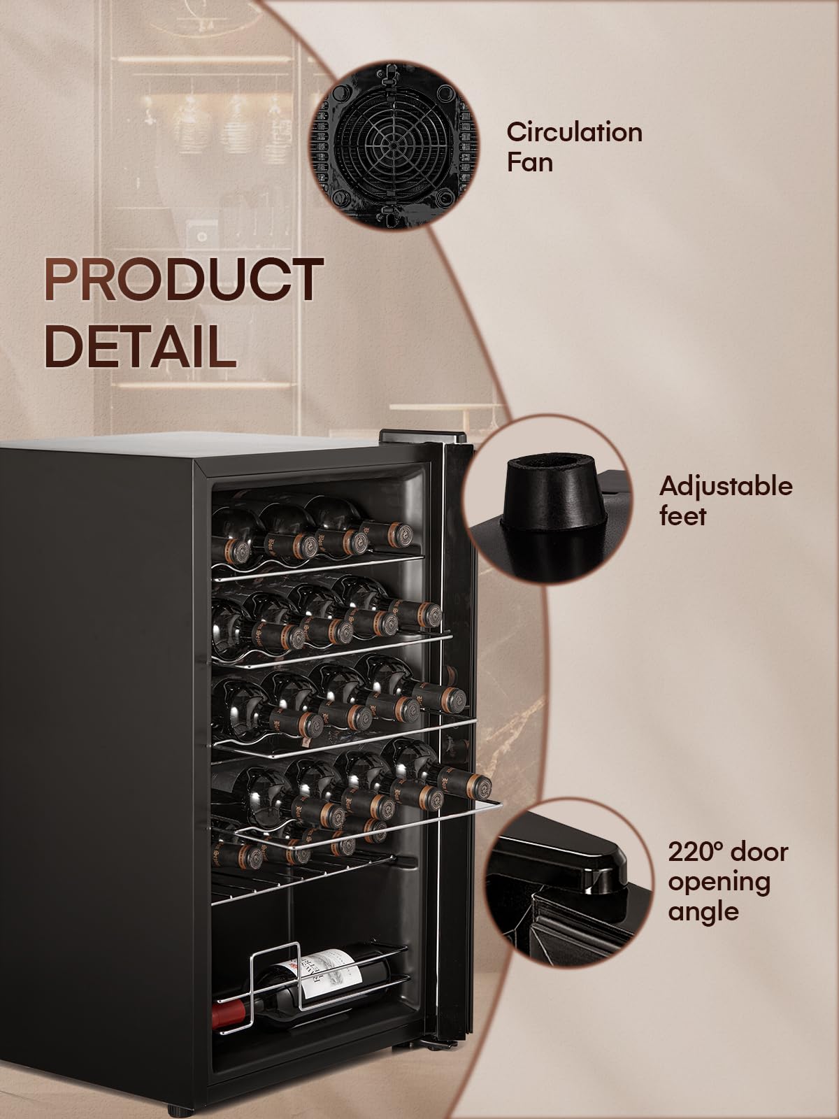 28 Bottles Wine Cooler Refrigerator - Dual Glass Door Wine Fridge with LED Lighting & Digital Temperature Control - Perfect for Home Bars, Offices, and Restaurants - Keep Your Wine Collection at Ideal Serving Temperature for Entertaining and Special Occasions