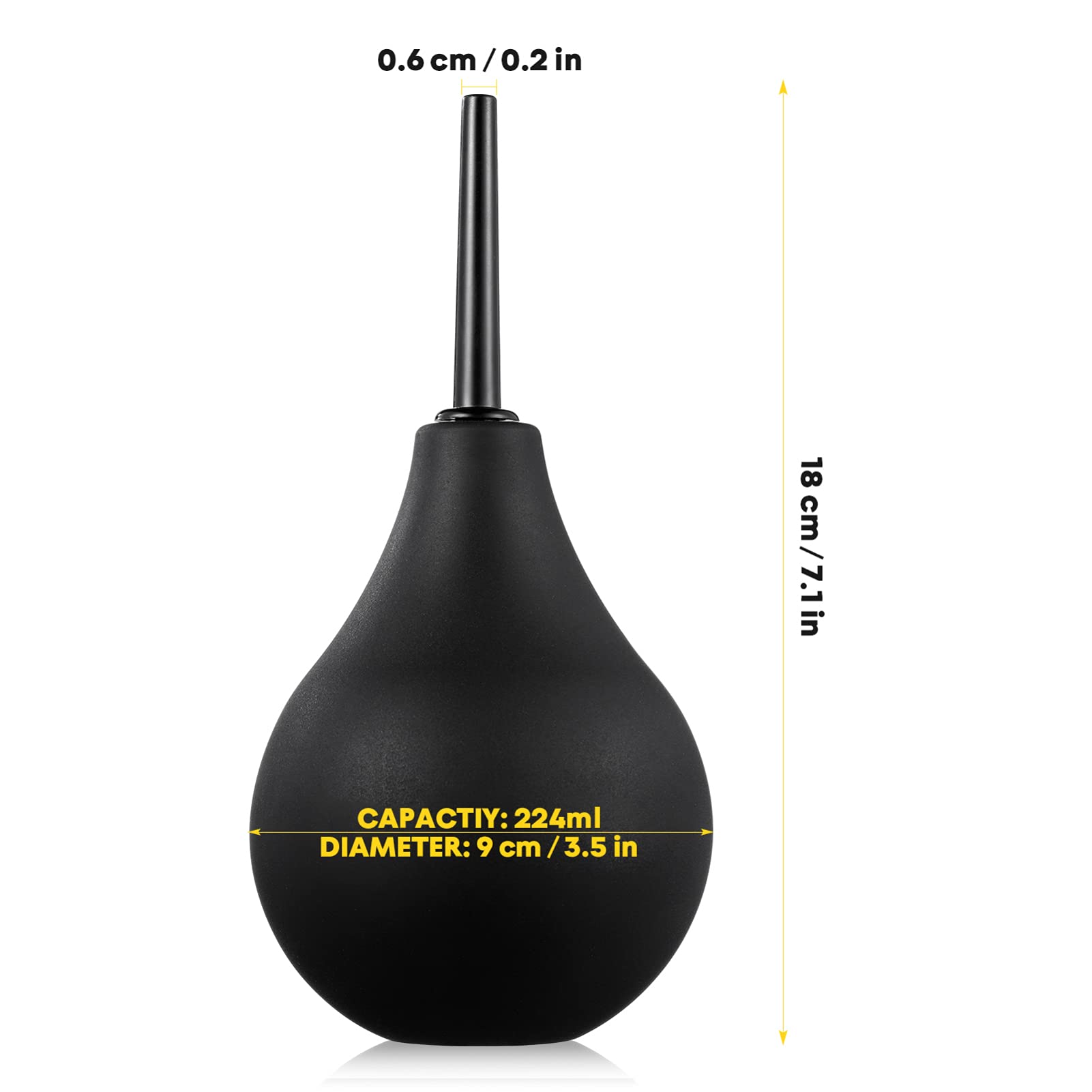 Healifty 224ml Rubber Ear Syringe Bulb for Ear Wax Removal - Gentle Ear Cleaning Tool for Infants & Adults (Black) - Perfect for Home Ear Care & Travel First Aid Kit