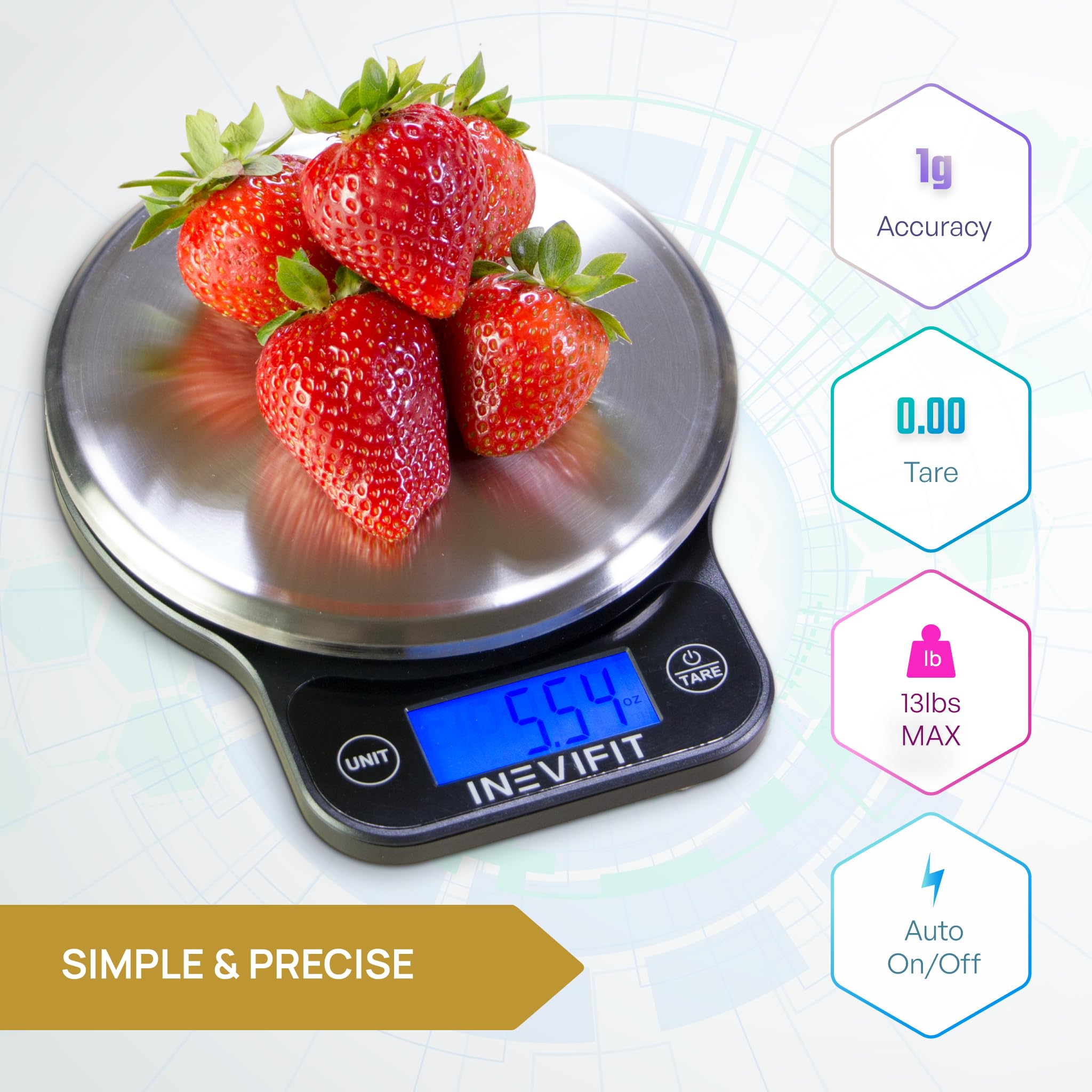 INEVIFIT Smart Body Analyzer Scale & Digital Kitchen Scale Bundle - Accurate Body Composition & Nutrition Tracking with BMI, Weight, Fat - Perfect for Home Gym & Healthy Cooking (Batteries Included)