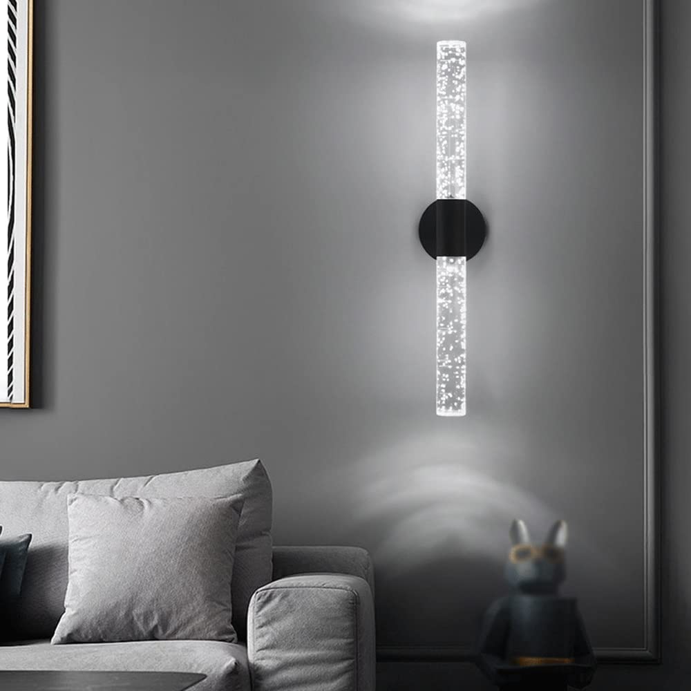 Modern LED Bubble Wall Sconce - Gold Crystal Glass Wall Lamp for Bedroom & Bathroom Decor - White Light Indoor Wall Mount Fixture - Perfect for Ambient Lighting in Living Rooms, Hallways, and Spa Areas