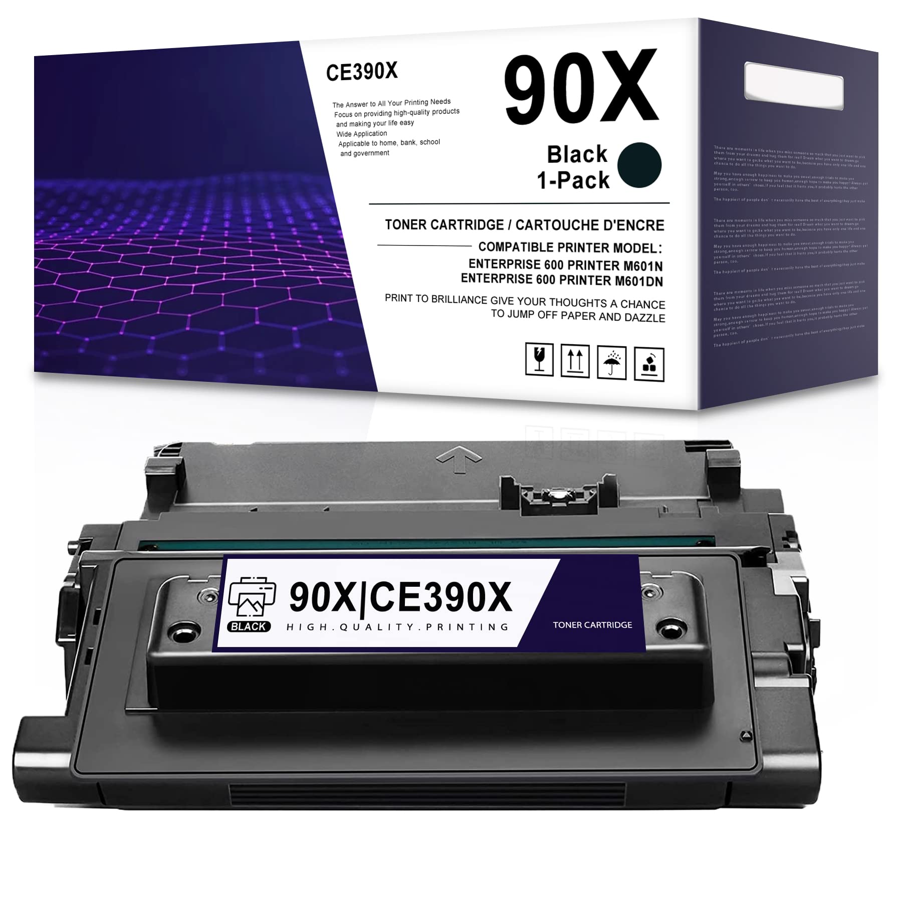 LVELIMIT Compatible CE390X 90X Black Toner Cartridge Replacement for HP Enterprise 600 M602n M601n M601dn M602dn M603dn M603n M602x M603xh M4555h M4555f M4555 MFP Printers - High Yield Printing for Office & Business Documents