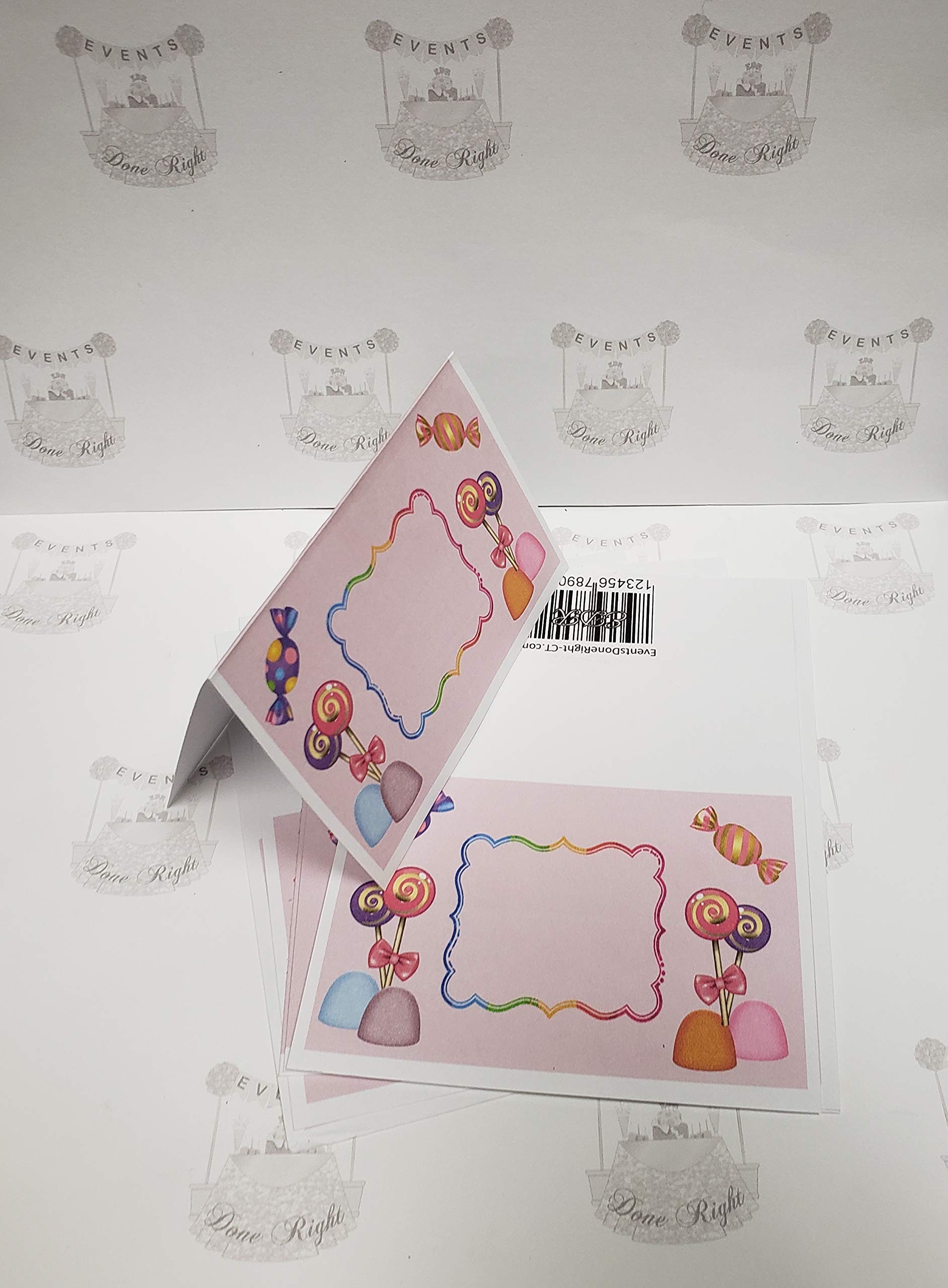 Candy Land Theme Party Supplies - Set of 8 Food Tent Cards, Treat Cards & Place Cards for Candyland Birthday Party Decorations | Perfect for 1st Birthday, Baby Shower & Candy Castle Themed Events with Gumdrops, Lollipops & Wrapped Candy Decor