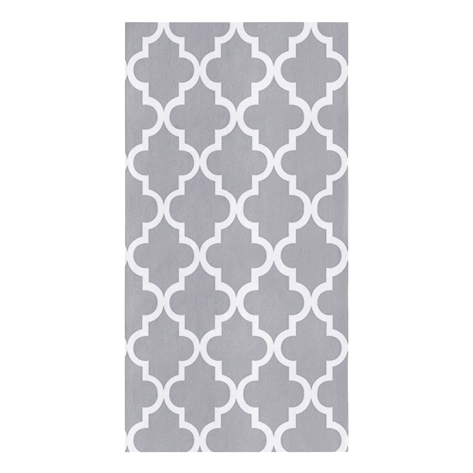 Zadaling Geometric Pattern Gray and White Morocco Style Kitchen Towels - 16x28 Inches Soft Cotton Dish Cloths, Tea Towels & Bar Towels (1 Pack) - Perfect for Kitchen, Dining & Hosting