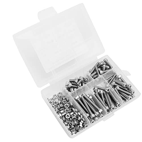 304 Stainless Steel Hex Socket Head Screws & Nuts Assortment Kit - Industrial Fastener Set with Storage Box for Indoor & Outdoor Use - Perfect for DIY, Construction, and Home Repair Projects