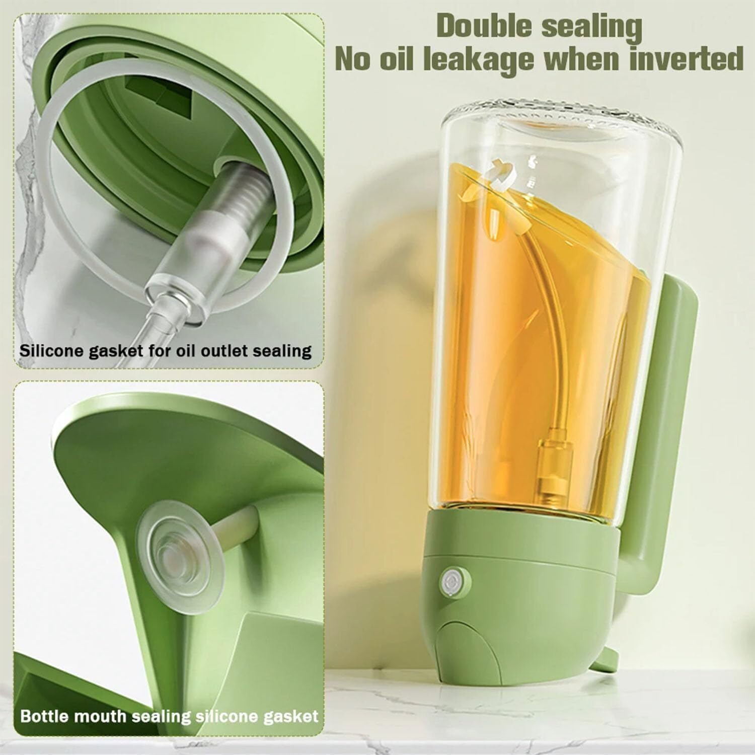**Kitchen Maiden 2-in-1 Oil Dispenser & Sprayer - 16.5oz/470ml Light-Blocking Design - Perfect for Cooking, Air Frying, BBQ & Baking (Set of 2)**