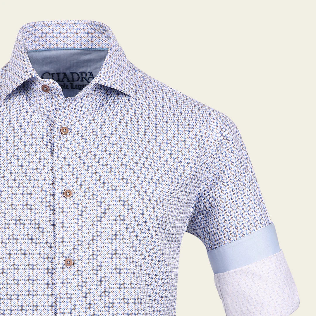 CM11030 Men's Cuadra Blue Fashion Casual Soft Cotton Paisley Shirt - Comfortable Long Sleeve Button Down for Work, Travel & Everyday Wear