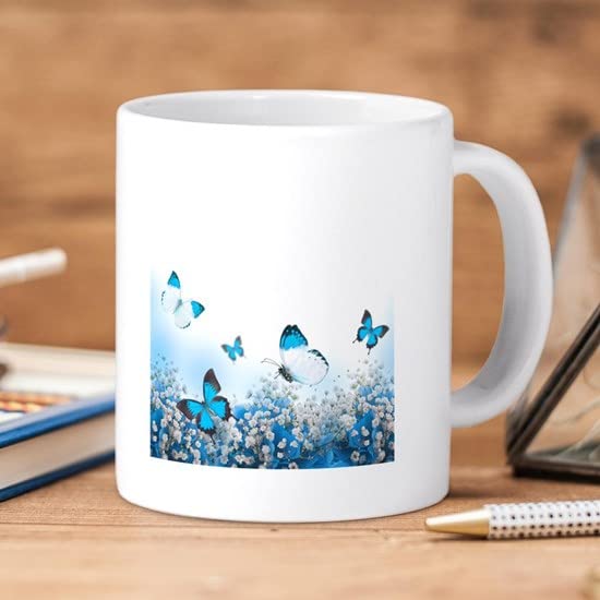 Flowers and Butterflies 20 oz Ceramic Coffee Mega Mug - Large Oversized Tea Cup for Home, Office, Gifts | Cute Butterfly Design for Coffee Lovers