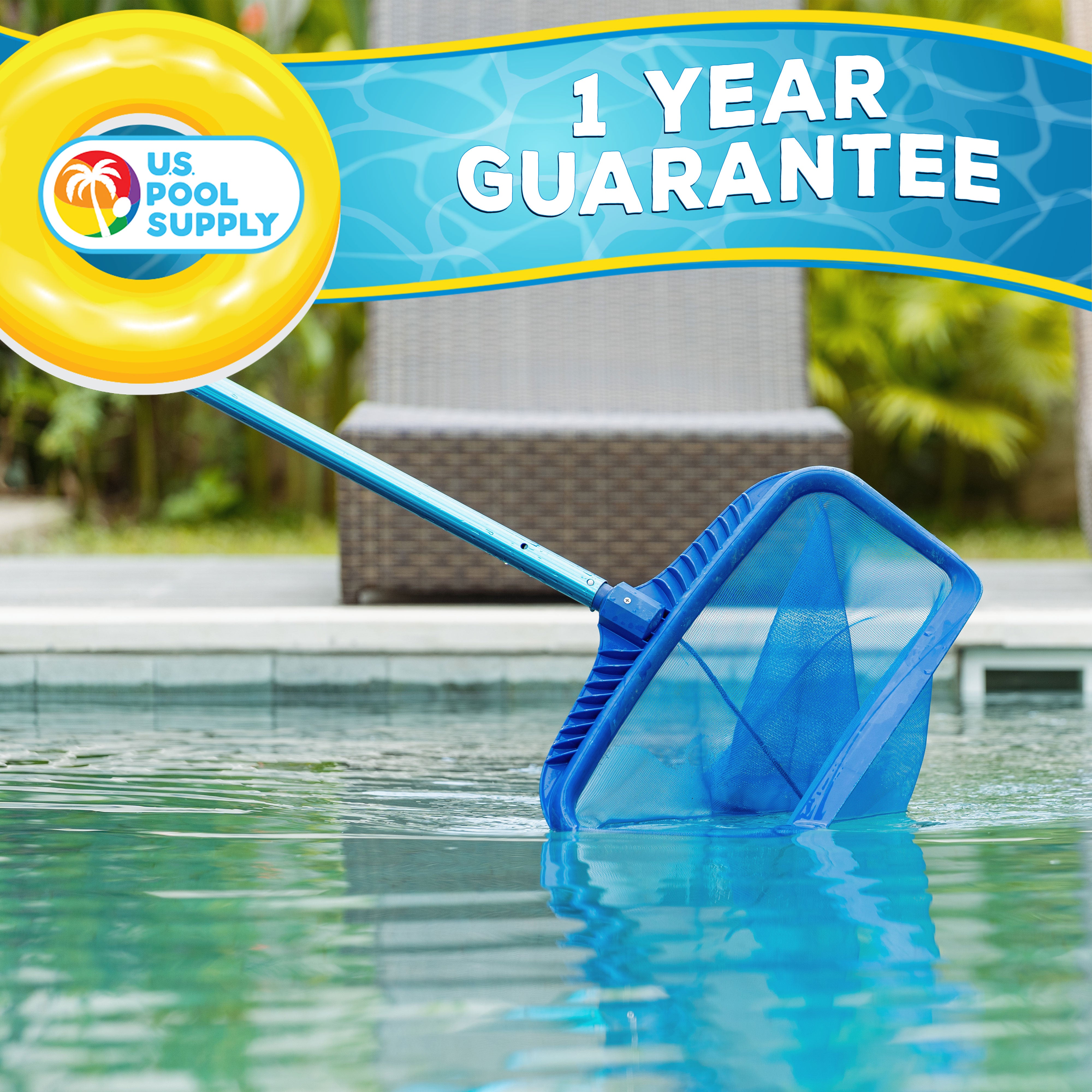 8ft Blue Anodized Aluminum Telescopic Pool Pole - Adjustable 2-Piece Swimming Pool Cleaning Tool for Skimmer Nets | Professional Grade, Durable & Lightweight | Perfect for Inground & Above Ground Pool Maintenance