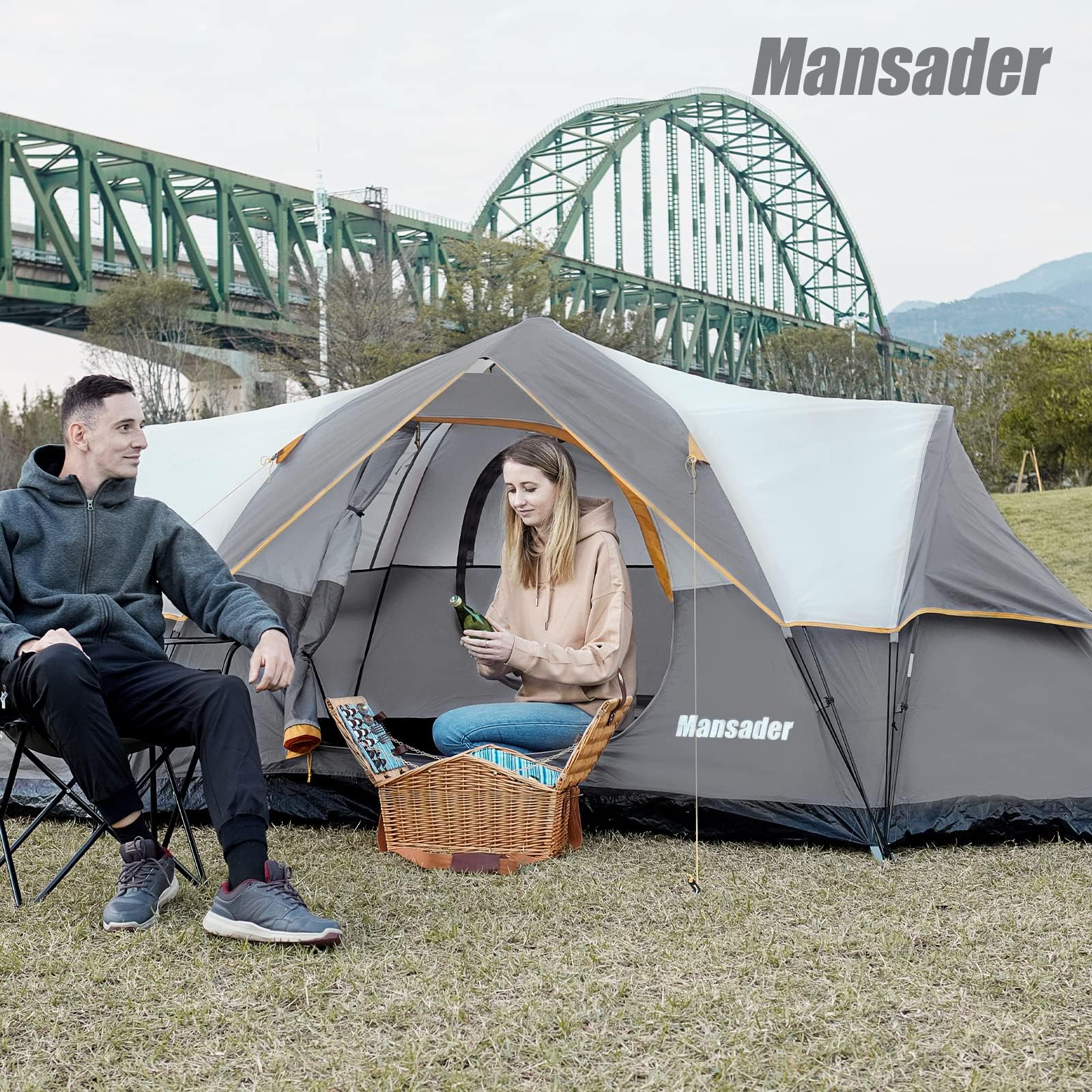 6 Person Family Camping Tent - Waterproof Windproof Outdoor Tent with Top Rainfly, Easy Setup Pop Up Tent for Camping, Hiking, Travel & Backpacking | Perfect for Family Adventures, Beach Trips and Music Festivals