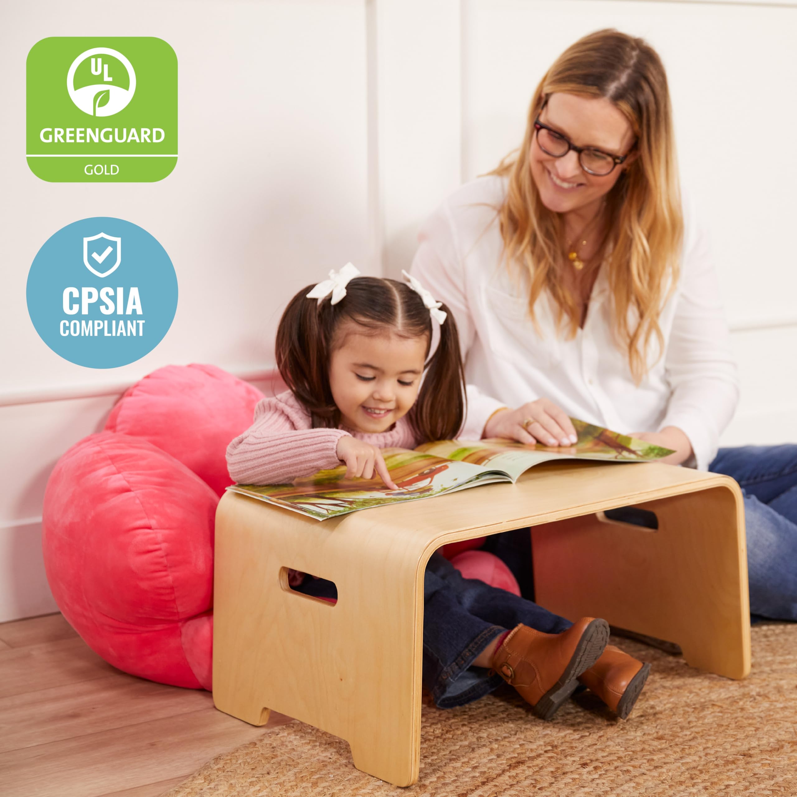 ECR4Kids Natural Wood Bentwood Lap Desk with Handles - Portable Kids Activity Table for Drawing, Writing & Learning - Perfect for Homeschool, Classroom & Bedroom Use