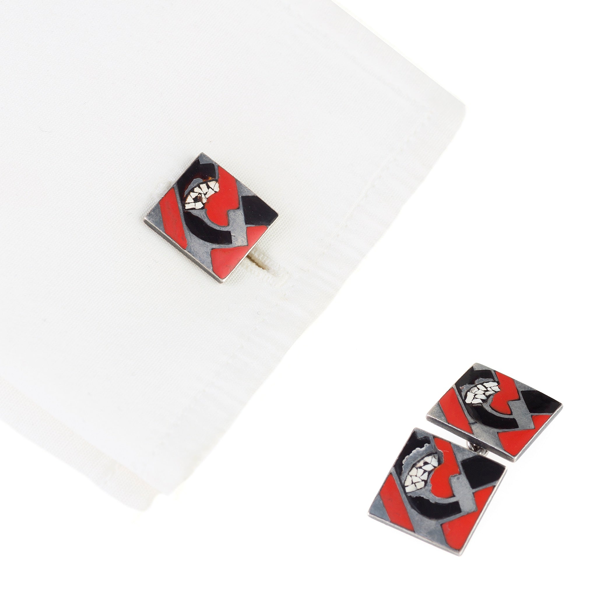 Gérard Sandoz Eggshell Lacquer Cufflinks for Men - Luxury French Designer Cuff Links for Weddings, Business & Formal Occasions