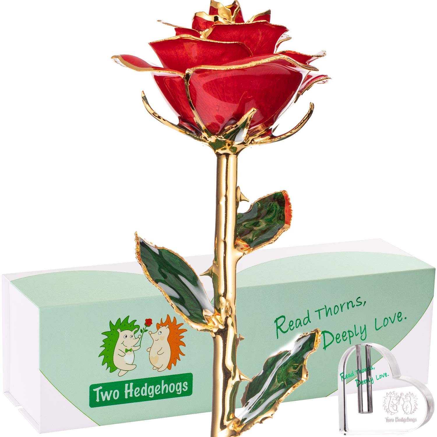 24K Gold Dipped Real Rose in Luster Red - Luxury Anniversary & Valentine's Day Gift for Wife with Crystal Stand | Romantic Home Decor, Wedding Centerpiece, Special Occasion Present