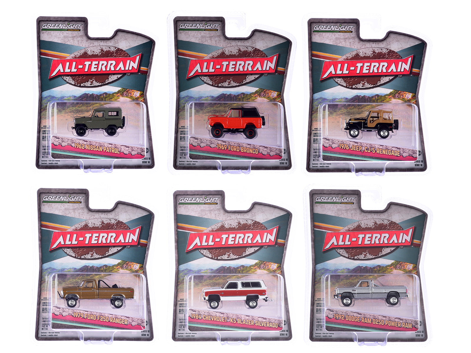 Greenlight 1/64 All Terrain Series 16 Diecast Model Cars - 6-Piece Collectible Set for Off-Road Enthusiasts | Perfect for Display, Gifts & Diorama Scenes
