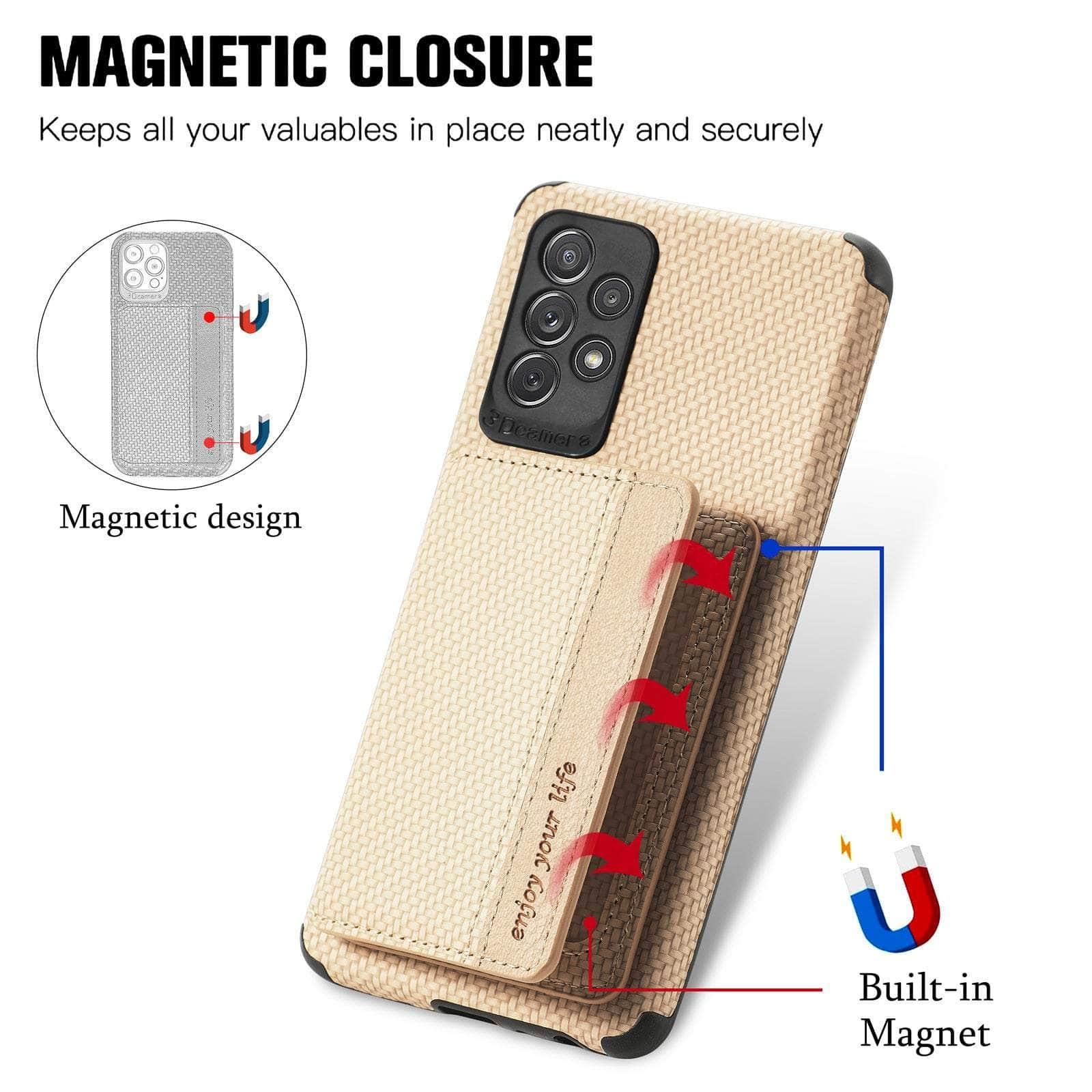 Magnetic Wallet for Samsung Galaxy A34 - Slim Card Holder Phone Case with RFID Protection | Perfect for Travel, Shopping & Daily Use