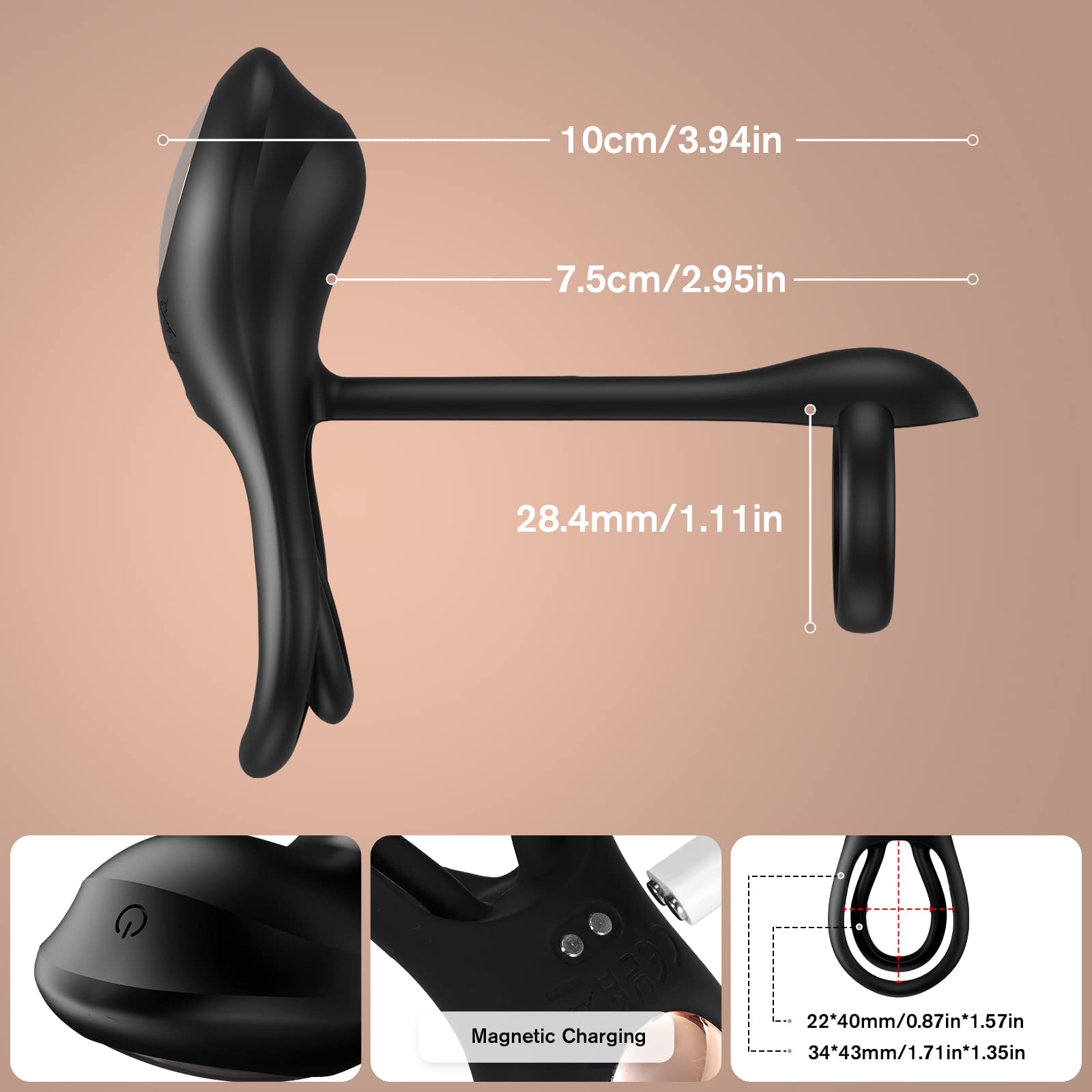Premium 3-in-1 Vibrating Cock Ring - Waterproof Silicone Couples Sex Toy with 10 Vibration Modes for G-Spot & Clitoral Stimulation, Penis Ring for Longer Harder Erections - Perfect for Romantic Nights & Spicing Up Relationships