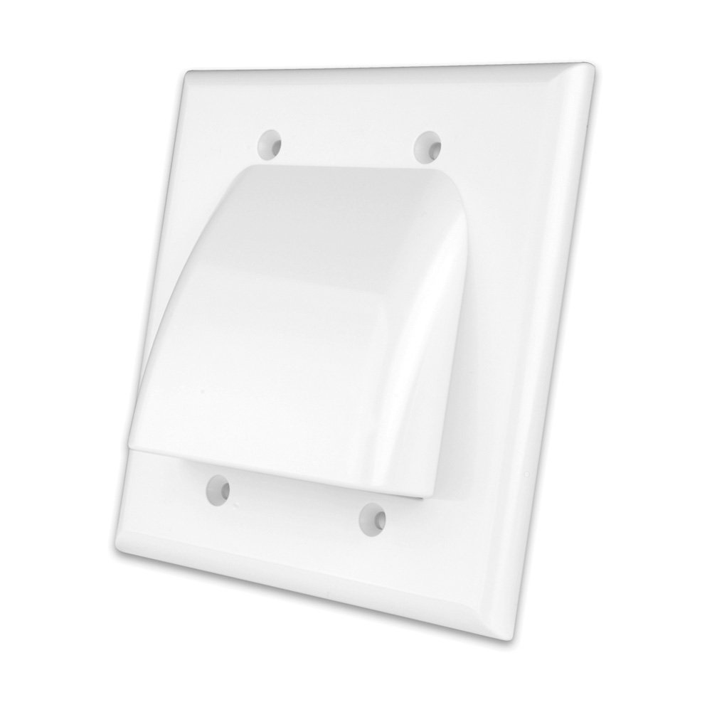 Vanco VANWPBWIX Single Gang Wall Plate for Flat Panel TV Bulk Cable - Ivory - Ideal for Home Theater & Office AV Setup