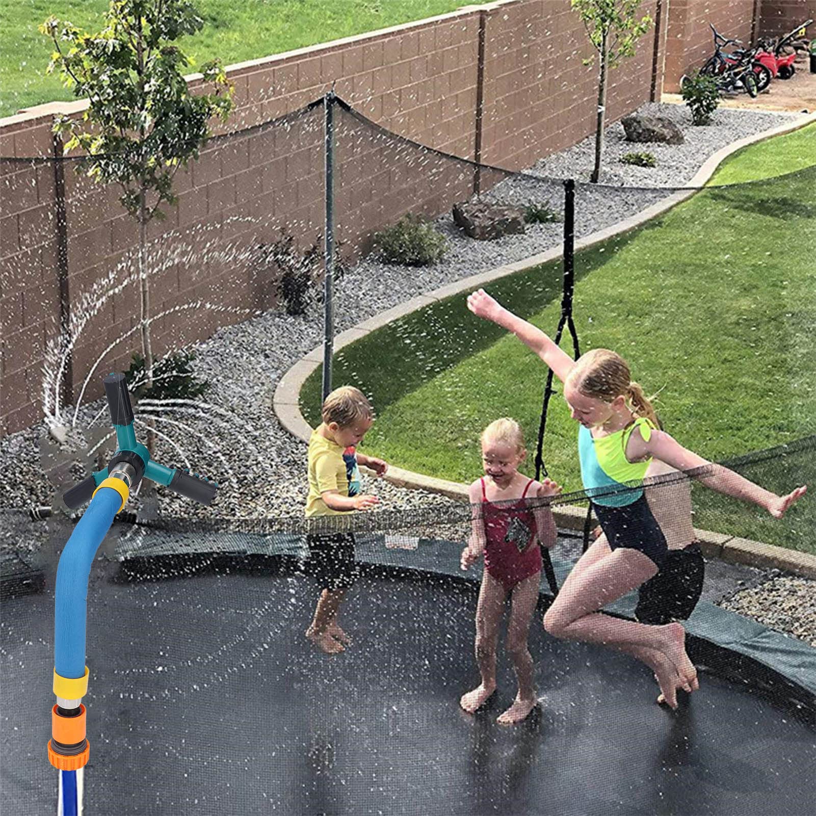Best Trampoline Sprinkler for Kids - Automatic Rotating Water Spray Toy with Whirling Nozzle for Outdoor Summer Fun, Gardening & Backyard Games (Large Size) | Perfect for Pool Parties, Backyard Play & Cooling Off in Hot Weather