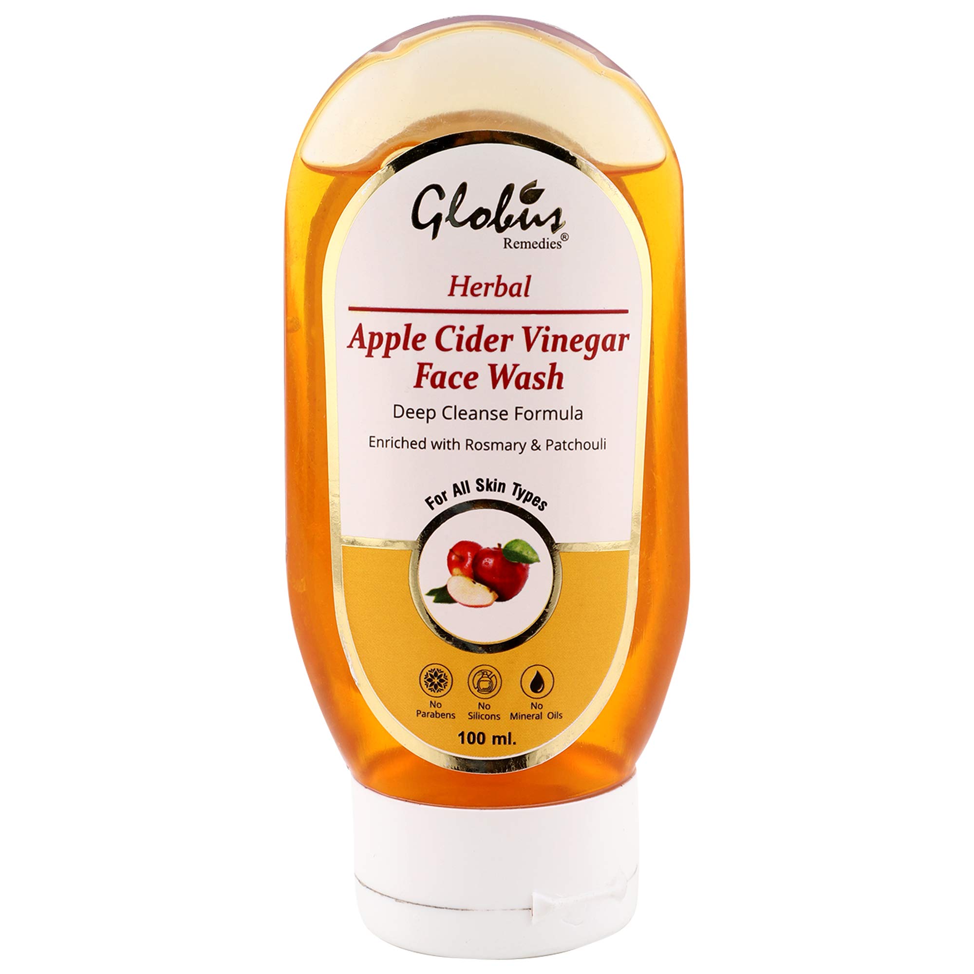 Globus Apple Cider Vinegar Face Wash 100ml - Natural Acne Treatment & Pore Cleanser for Clear Skin | Daily Facial Cleanser for Oily & Sensitive Skin