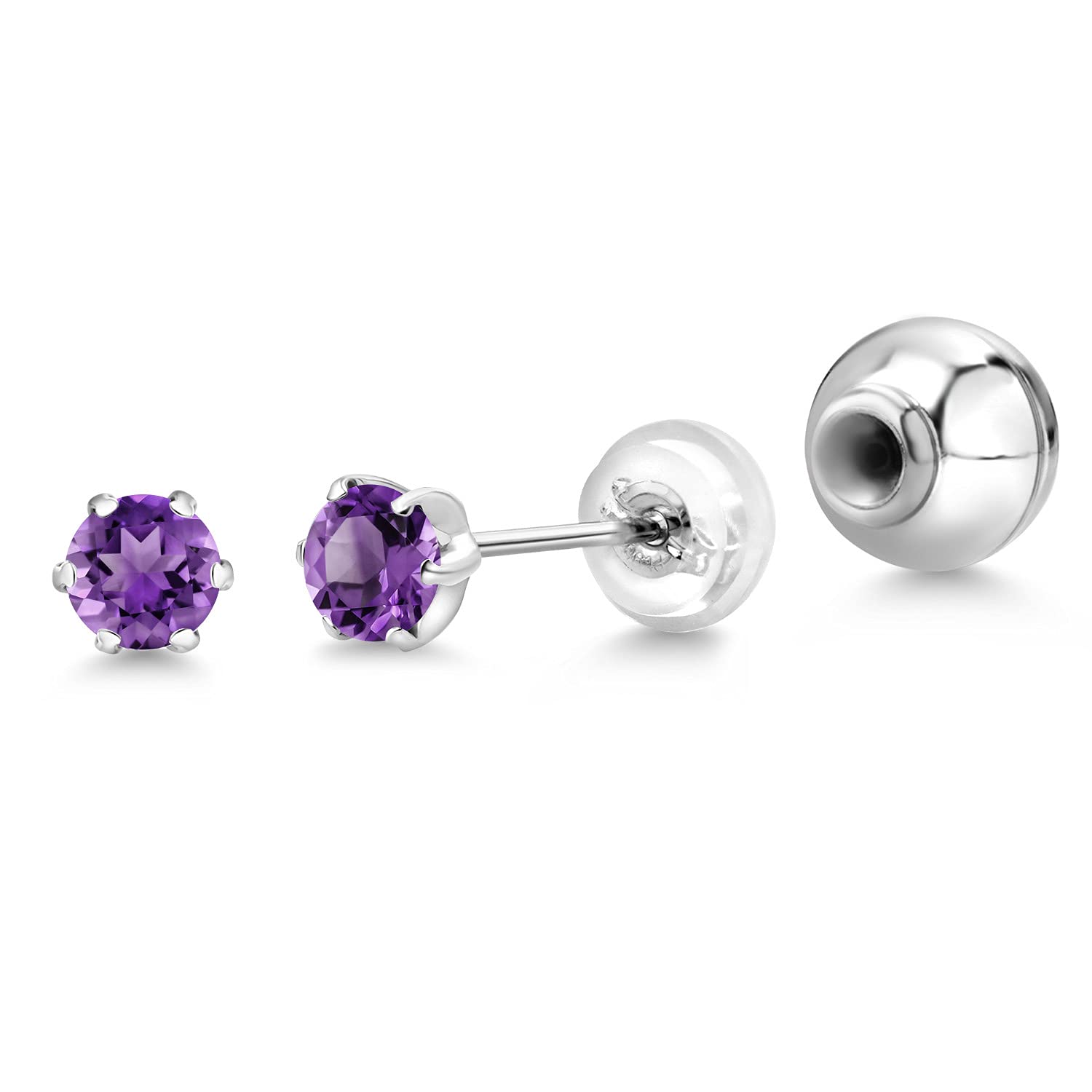 Gem Stone King PT900 Platinum 4MM Round Birthstone Stud Earrings for Women & Men - Perfect Gift for Anniversary, Birthday & Special Occasions