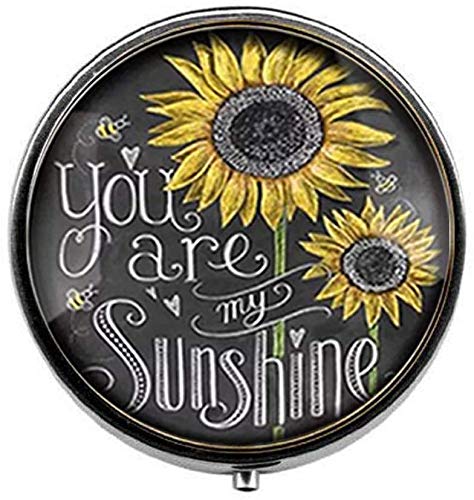 Sunflower Pill Box - You Are My Sunshine Jewelry Box for Candy, Pills & Small Items | Art Nouveau Style Gift for Women, Mom, Friends | Perfect for Travel, Home & Office Use