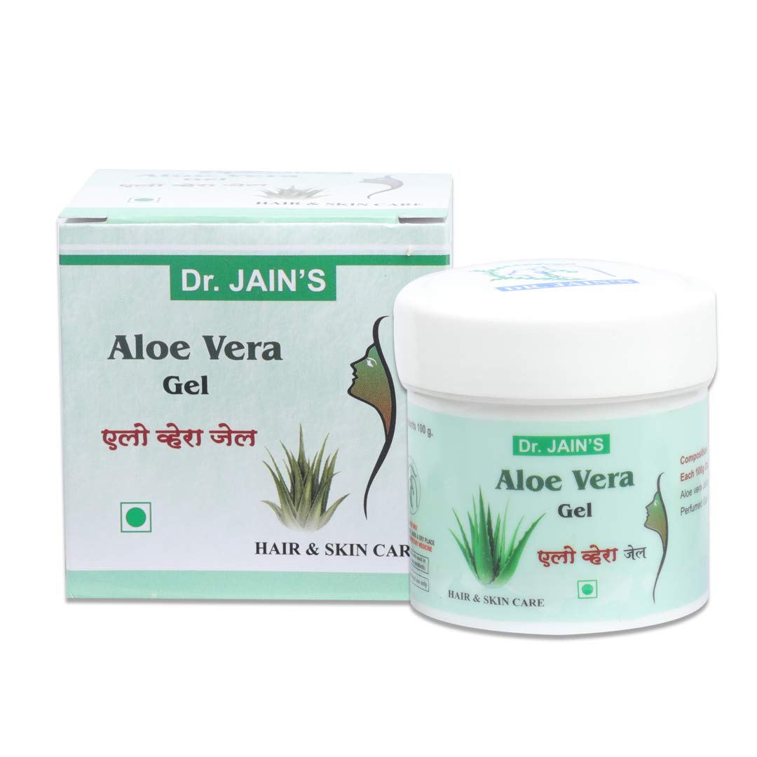 Dr. Jain's Pure Aloe Vera Gel for Face & Skin - 500g Natural Moisturizer for Sunburn Relief, Acne Treatment & Hair Care | Hydrating After-Sun Lotion for Sensitive Skin & Scalp