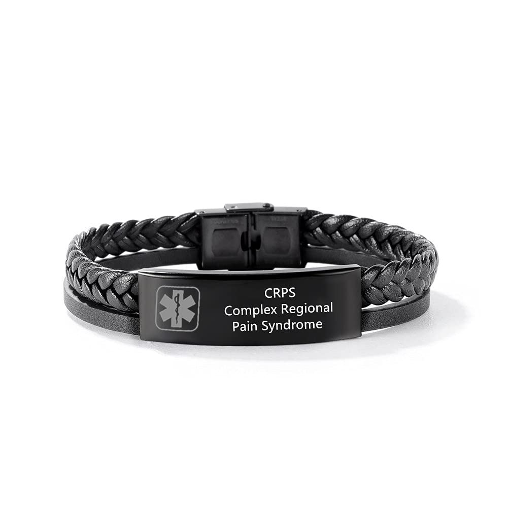 Medical Alert ID Bracelet for Men & Women - Double Layer Braided Leather Emergency Bracelet with Customizable Medical Card - Perfect for Diabetes, Allergies & Heart Conditions