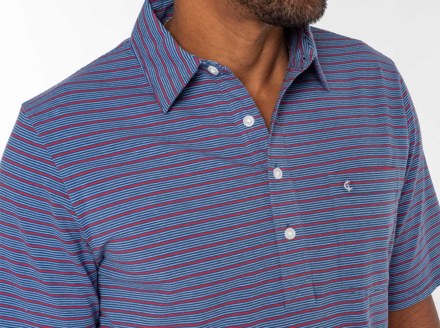Premium Top Shelf Players Shirt - Condesa Stripe Navy Blue - Perfect for Casual Wear, Beach Outings & Summer Parties