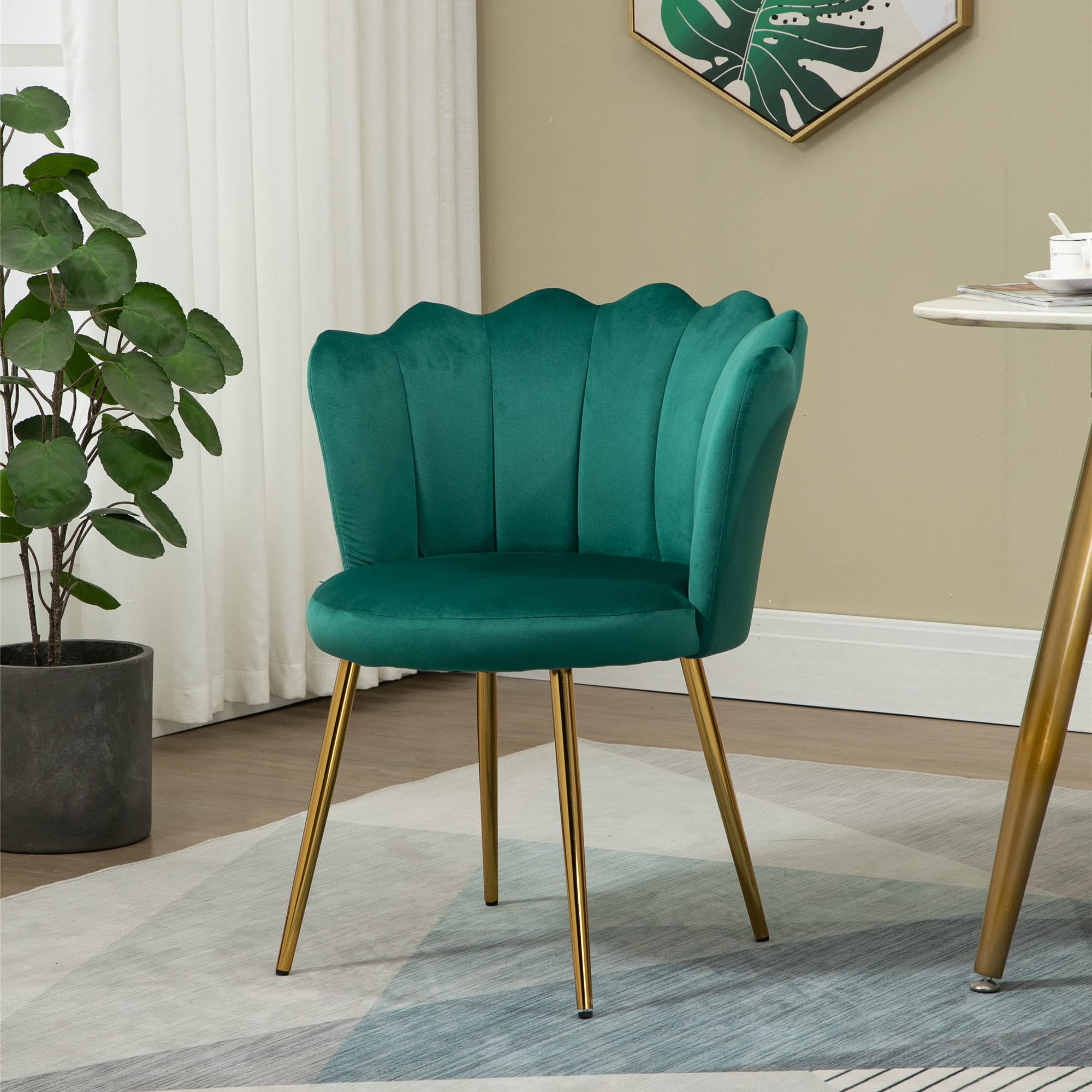 Yoluckea Velvet Accent Chair - Modern Upholstered Lounge Chair with Gold Metal Legs for Living Room, Bedroom & Vanity | Makeup Chair, Dressing Table Seat & Stylish Home Decor
