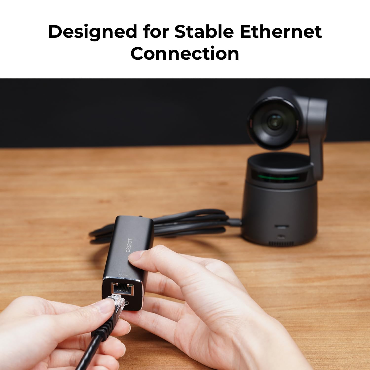 OBSBOT USB-C to Ethernet Adapter - 10/100 Mbps High-Speed Data Transfer, Low Latency, Dual Port with Power Over Ethernet (PoE) - Compatible with MacBook, PC, Laptops for Stable Internet & Charging While Connected