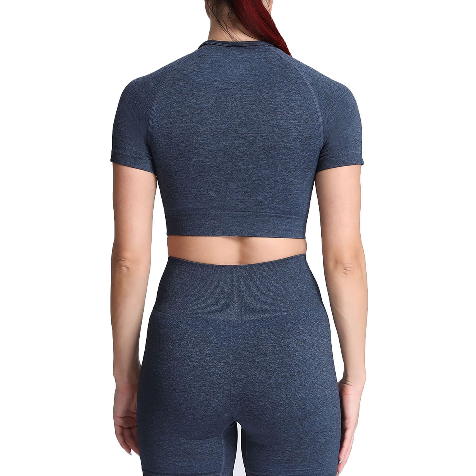 Aoxjox Women's Seamless Crop Top - Workout Vital Short Sleeve Yoga Shirt for Gym, Running & Sports | Breathable & Comfortable Activewear for Fitness & Training