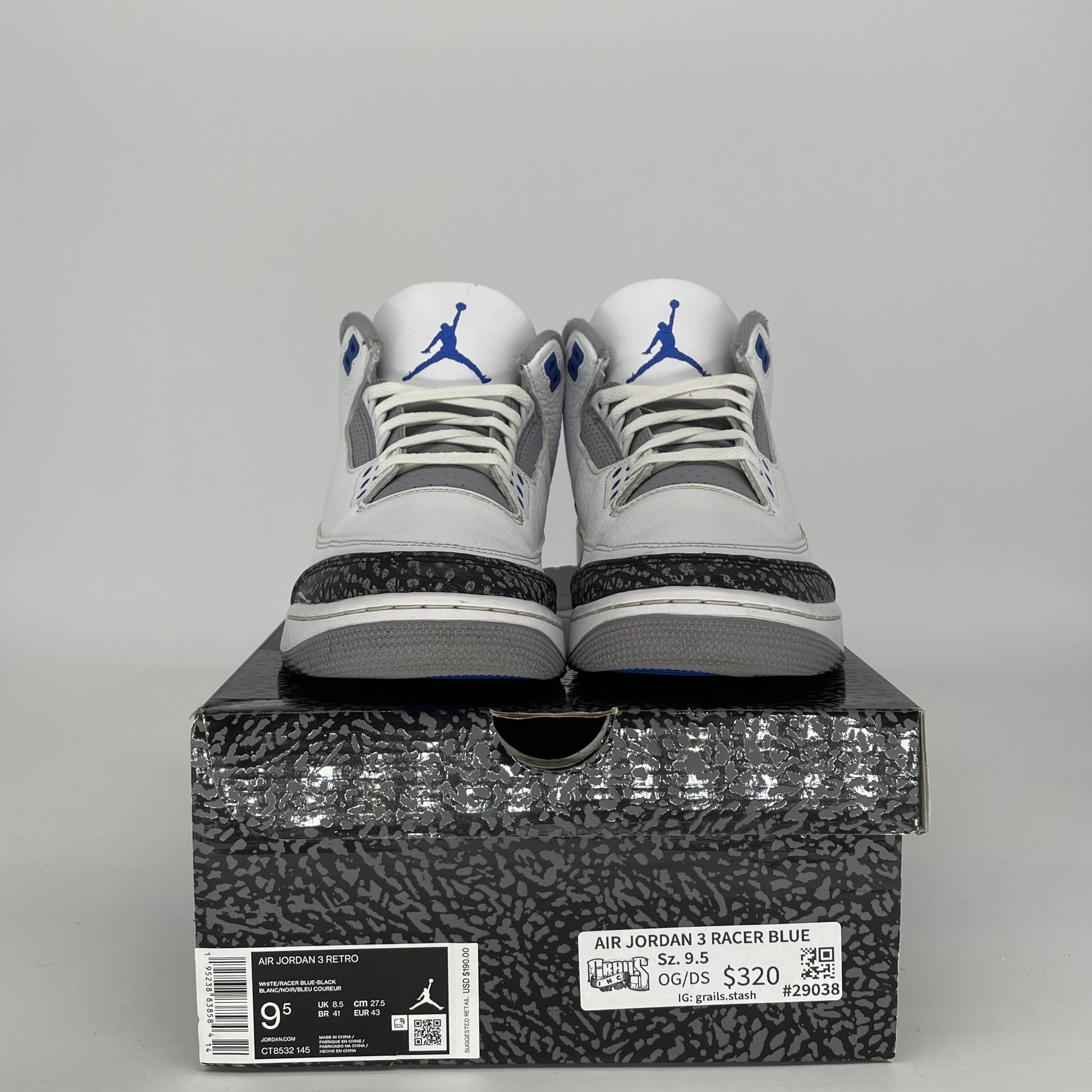 AIR JORDAN 3 RACER BLUE Men's Basketball Shoes Size 9.5 - Style CT8532-145 | Retro Sneakers for Running, Gym & Streetwear Fashion